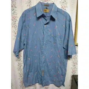 Stewart & Chase Button Down Short Sleeve Shirt Made In Sri Lanka 100%Cotton Sz M